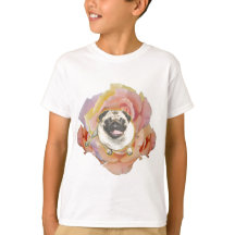 PugFlowerの子供のHanes TaglessのTシャツ