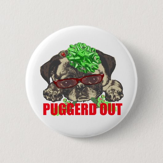 Puggerdのパグの子犬 缶バッジ (正面)