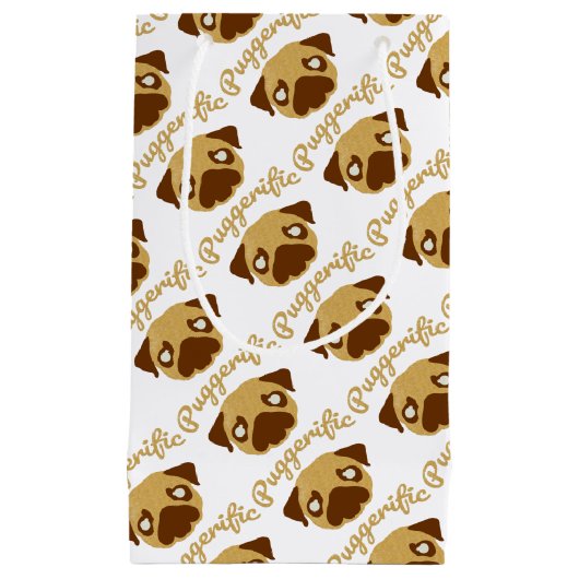 Puggerificのパグのしゃれ スモールペーパーバッグ (正面)