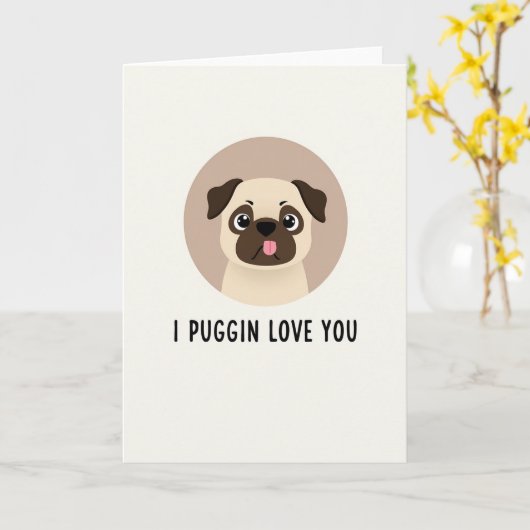 Puggin Love You Card カード (黄色い花)