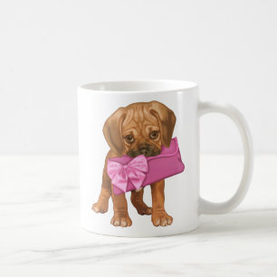 Puggleの子犬および弓クラッチ コーヒーマグカップ