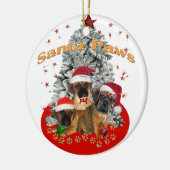 Puggleサンタの足のオーナメント セラミックオーナメント (左)