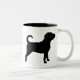 Puggle犬のシルエット ツートーンマグカップ