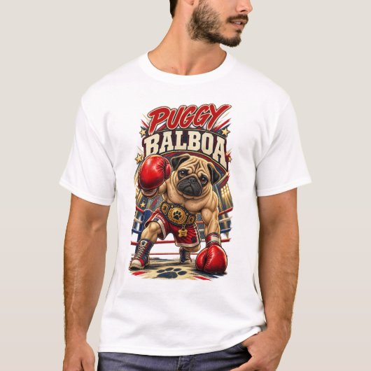 Puggy Balboa Boxing Parody Tシャツ (正面)