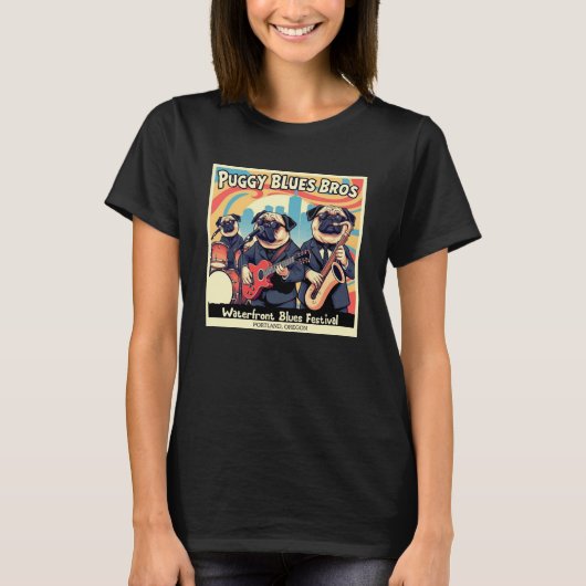 Puggy Blues Bros. ポートランド オレゴン Tシャツ (正面)