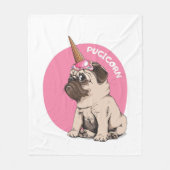Pugicorn フリースブランケット (正面)