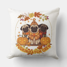Pugkin Patch Crew | Funny Cute Halloween Pug Pumpk クッション