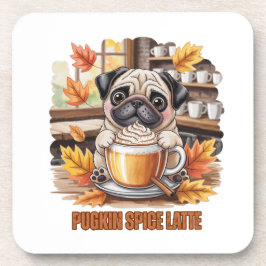 Pugkin Spice Latte – Cute Autumn Pug Coffee Design コースター