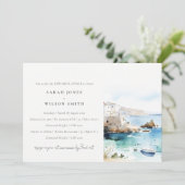 Puglia Italy Watercolor Landscape Rehearsal Dinner 招待状 (スタンド正面)