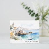 Puglia, Italy Watercolor Landscape Travel シーズンポストカード (スタンド正面)