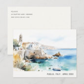 Puglia, Italy Watercolor Landscape Travel シーズンポストカード (正面/裏面)
