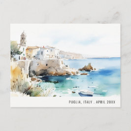 Puglia, Italy Watercolor Landscape Travel シーズンポストカード