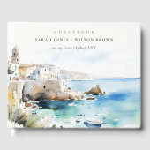Puglia, Italy Watercolor Landscape Wedding ゲストブック (正面)