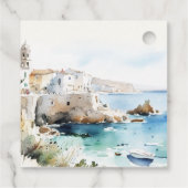 Puglia, Italy Watercolor Landscape Wedding フェイバータグ (裏面)