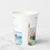 Puglia, Italy Watercolor Landscape Wedding 紙コップ (右)