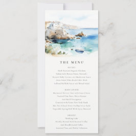 Puglia, Italy Watercolor Landscape Wedding Menu 招待状