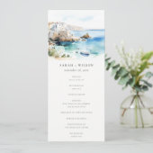 Puglia, Italy Watercolor Landscape Wedding Program 招待状 (スタンド正面)