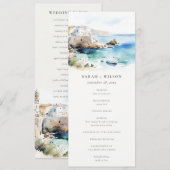 Puglia, Italy Watercolor Landscape Wedding Program 招待状 (正面/裏面)