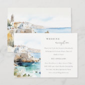 Puglia Italy Watercolor Scape Wedding Reception エンクロージャーカード (正面/裏面)