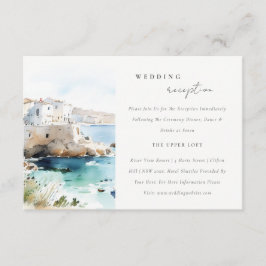 Puglia Italy Watercolor Scape Wedding Reception エンクロージャーカード