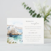 Puglia Italy Watercolor Scape Wedding Reception エンクロージャーカード (スタンド正面)