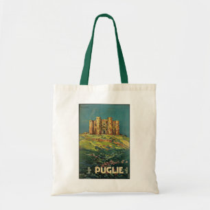 "Puglie (Puglia)のヴィンテージイタリアンな旅行ポスター トートバッグ