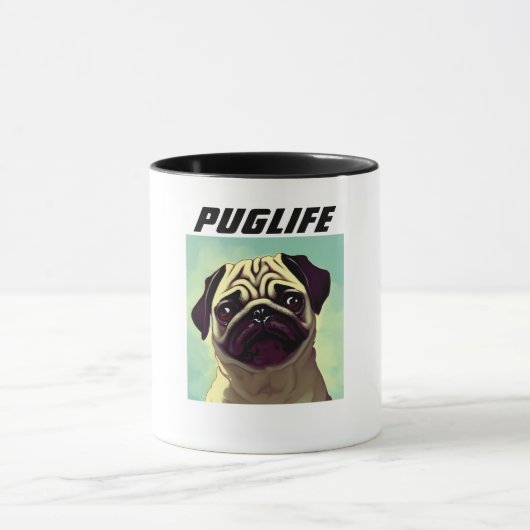 PUGLIFEパグドッグマグショット可愛い目 マグカップ (中央)