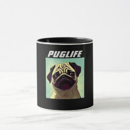 PUGLIFEパグパピースエバーマグショットかわいいポートレート マグカップ