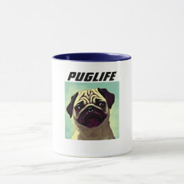 PUGLIFEパグパピードグマグショットかわいい目のポートレート マグカップ