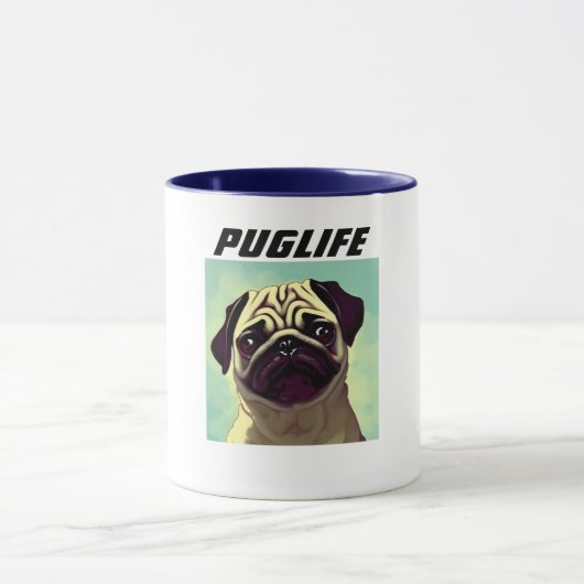 PUGLIFEパグパピードグマグショットかわいい目のポートレート マグカップ (中央)