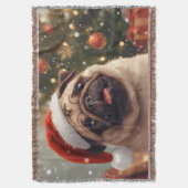 Pugmas Cheer: Cozy Snuggles with Santa’s Cutest スローブランケット (正面縦)