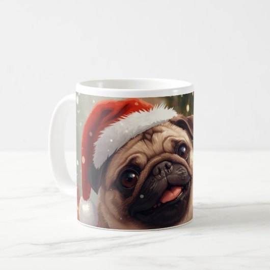 Pugmas: Cute Christmas Pug コーヒーマグカップ (正面左)