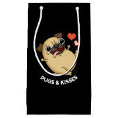 Pugsとキスおもしろい犬プンダークBG スモールペーパーバッグ (正面)