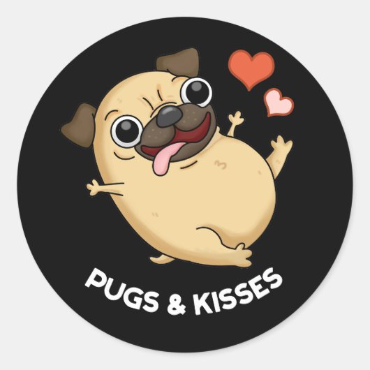 Pugsとキスおもしろい犬プンダークBG ラウンドシール (正面)