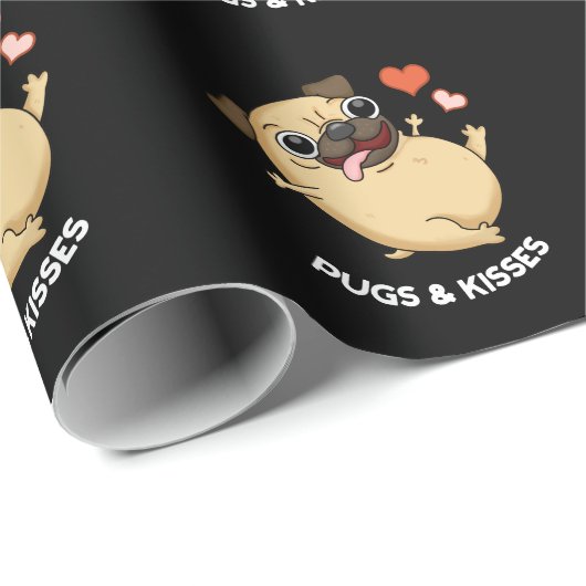 Pugsとキスおもしろい犬プンダークBG ラッピングペーパー (ロールコーナー)
