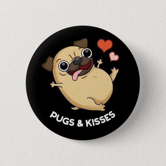 Pugsとキスおもしろい犬プンダークBG 缶バッジ (正面)
