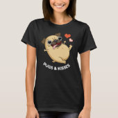 Pugsとキスおもしろい犬プンダークBG Tシャツ (正面)