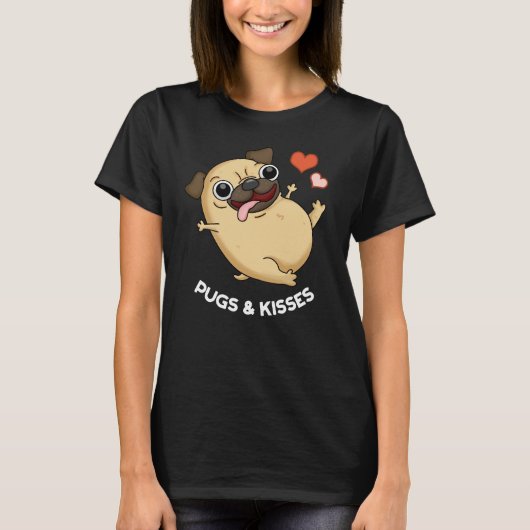 Pugsとキスおもしろい犬プンダークBG Tシャツ (正面)
