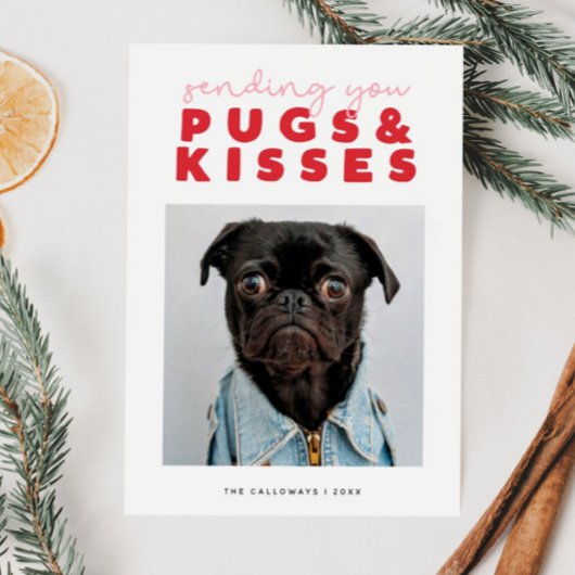 PUGSとキスパグおもしろいドグクリスマス シーズンカード