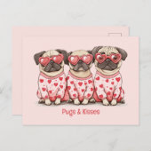 Pugsとキスヴァレンティーンズデイパグドッグ シーズンポストカード (正面/裏面)