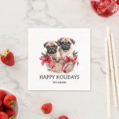 PUGSとキス犬をテーマにしたクリスマスカスタム スタンダードカクテルナプキン (インサイチュ)