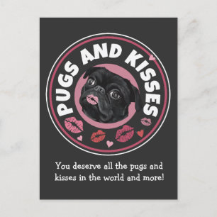 Pugsとキス パニー Pug Lovers愛のメッセージ ポストカード