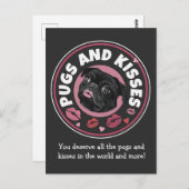 Pugsとキス |パニー | Pug Lovers愛のメッセージ ポストカード (正面/裏面)