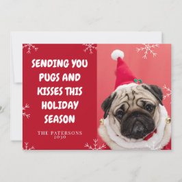 PugsとキスYour Pug Dog Pet写真クリスマス シーズンカード