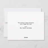 PUGSとKISESS DOGテーマのクリスマスフォト独身のー シーズンカード (裏面)