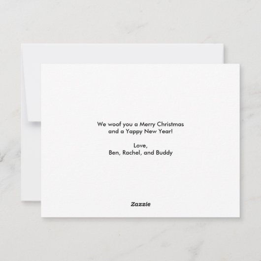 PUGSとKISESS DOGテーマのクリスマスフォト独身のー シーズンカード (裏面)