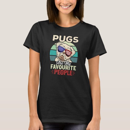 Pugsは私の人お気に入りの々おもしろいPug Usa Flag Sung Tシャツ (正面)