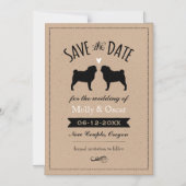 Pugsウェディング日付の保存招待状 マグネット招待状 (正面)