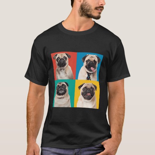 Pugsポートレート写真Carlino愛犬家 Tシャツ (正面)