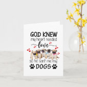 Pugs神は私のハートを知っていた愛の愛犬家 カード (黄色い花)